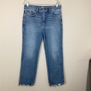 Good American Denim Jeans size 29 Good Curve Straight Leg Distressed